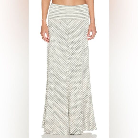 Saint Grace Chevron Cream Stripe Stretchy Long Maxi Skirt. Medium. - Picture 1 of 7